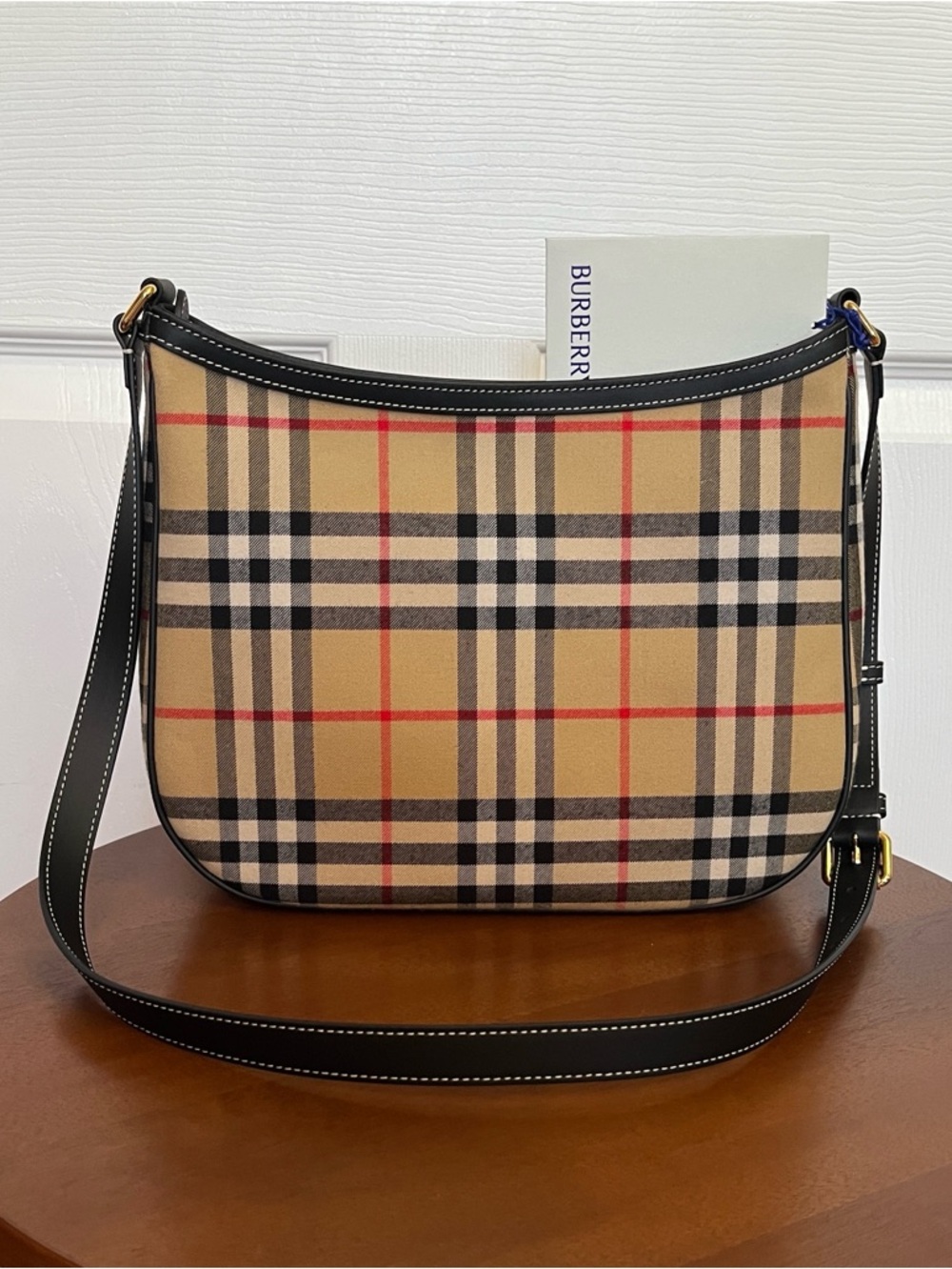 Burberry Classic Check Shoulder Bag, Leather Trim, Women’s - NWT
